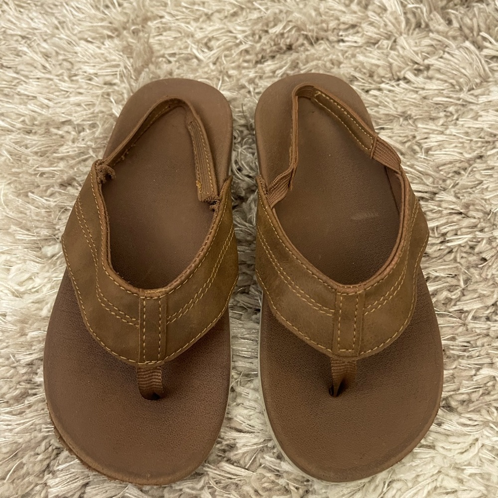 Brown flip flops with straps size 11